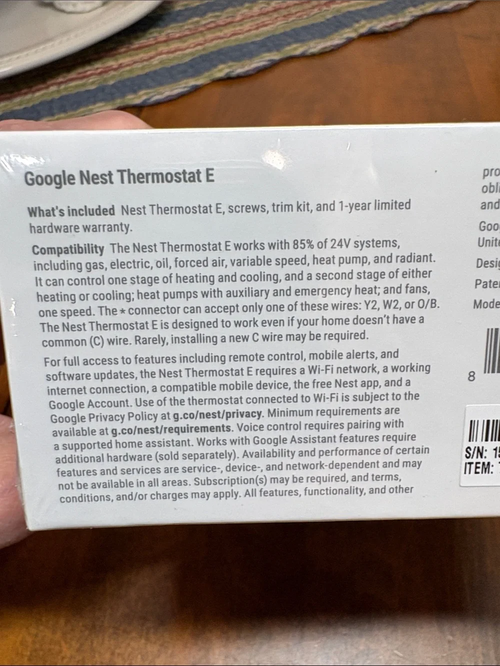 Google Nest Thermostat E — White; New in Shrink Wrapped Box